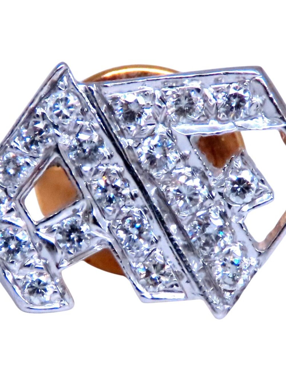 Initial AF Diamonds Tie Track Pin 14kt Gold posh 12556*
